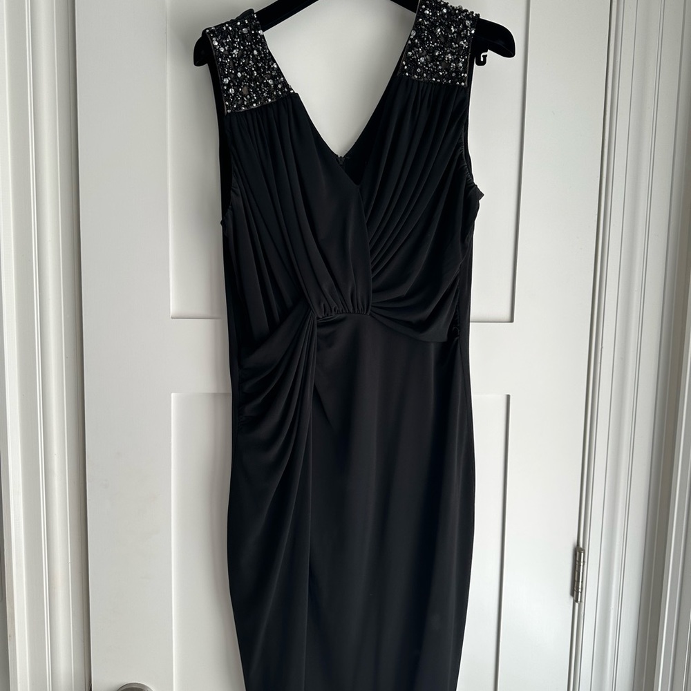 Black beaded cocktail dress